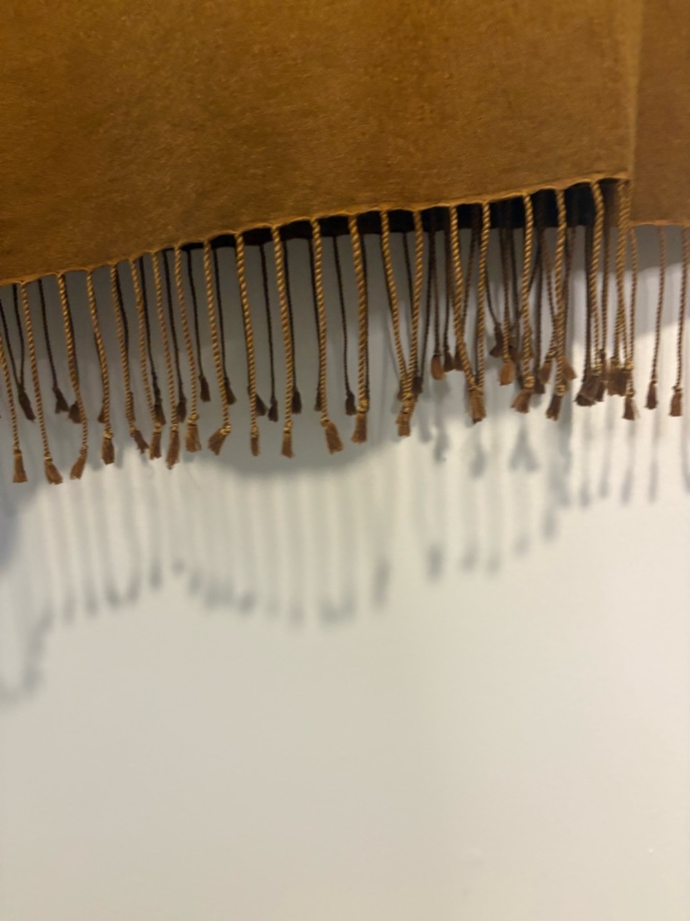 pashmina Brown cashmere silk Wrap Scarf with Fringe - Picture 2 of 3